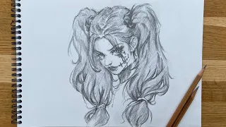 [Beautiful Girl Drawing] Drawing Harley Quinn | Step by Step