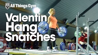 Lydia Valentin Hang Snatches Training Hall 2015 European Weightlifting Championships