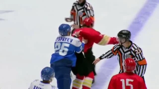 RUSSIA KHL FIGHT, ONE VS TEAM