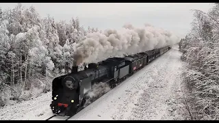 Weihnachtsdampfzug um den Weihnachtsmann in Pello Lappland zu treffen & den Polarkreis zu überqueren