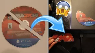 WHAT HAPPENS WHEN YOU PUT A HALF BROKEN PS4 GAME DISC IN A PS4? (DO NOT TRY THIS)