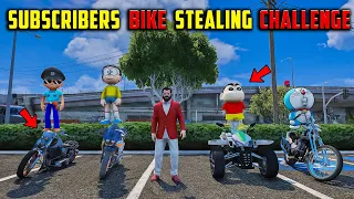 Shinchan😂Subscribers Bike Stealing Challenge 😁🥳In GTA5 Full Fun #gta5 #rampageboy #bommalu