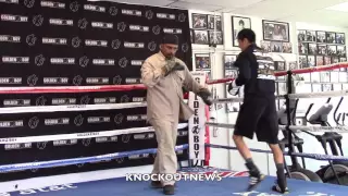 Edgar Valerio on Mitts (5-0, 3KOs) working mitts ahead of LA FIGHT CLUB Clash