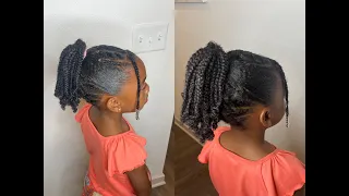 Cute Kids Natural Hairstyle | Ponytail with braids | Kids Hairstyles for type 3a/3b/3c/4a/4b/4c hair