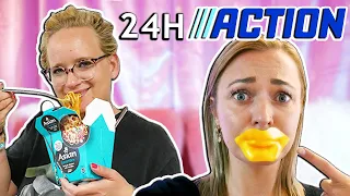 24 STUNDEN NUR ACTION PRODUKTE! XXL Haul, Essen & Outfit