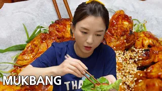 리얼먹방:) 고추장 닭 불고기, 동치미, 계란말이  l Red pepper paste chicken bulgogi, dongchimi, egg rolls l ASMR MUKBANG