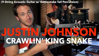 Guitar Teacher REACTS: Justin Johnson “CRAWLIN’ KING SNAKE” (With Rattlesnake Tail Percussion)