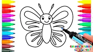 Simple Example How to Draw Butterfly | Coloring Book with Colored Markers