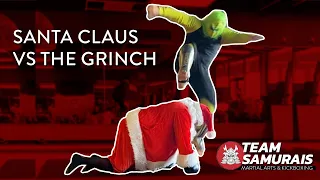 Santa Claus vs The Grinch Kickboxing Match Turned WWE Pro Wrestling Team Samurais