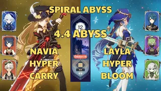 C0 Navia Hypercarry | C3 Layla Hyperbloom | Spiral Abyss 4.4 Floor 12 | Genshin Impact