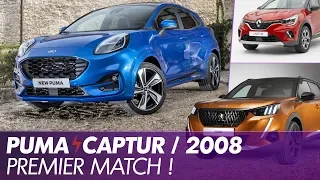 Ford Puma vs Peugeot 2008 et Renault Captur : premier match en vidéo