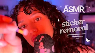 UP CLOSE Sticker Removal on Mic (deep ear sounds, mouth sounds, sticking and peeling)