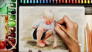 Watercolor and Colored Pencil Child Portrait Painting Tutorial