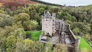 Castle Campbell drone fly-by. Dollar Glen near Stirling