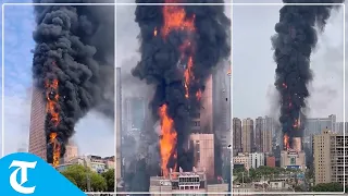 Fire engulfs 42-storey building in China; no deaths reported