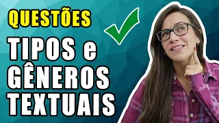 Questões de TIPOS e GÊNEROS TEXTUAIS || Aula de Português para concursos, vestibulares, ENEM