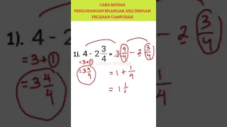 Cara Mudah Pengurangan Bilangan Asli Dengan Pecahan Campuran #shorts