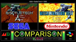 BattleTech vs MechWarrior 3050 (Sega Genesis vs SNES) Side by Side Comparison | VCDECIDE