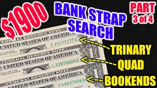 $1 Bank Strap Hunt for Star Notes & Finding 1 Dollar Bill Bookends Cool Serial Numbers Trinary Bills