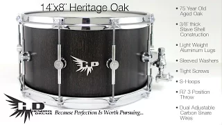 Stave Snare Drum Demo Hendrix Drums Heritage Oak 14x8 Snare at DCP