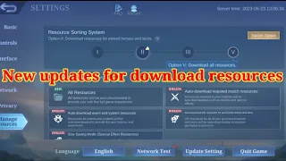 New updates for downloading resources in Mobile Legend