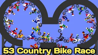 53 Country Motorbike & 52 Elimination Dirt Bike Race Tournament in Algodoo - Motocross Racing