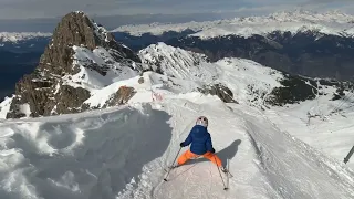 85% steep most difficult ski run in Europe Le Grand Couloir in Courchevel with Alexis 5