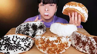 SUB)Soft and Creamy Waffle Mukbang☁ (featuring Giant Strawberries 🍓) [in HD ASMR]