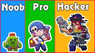 NOOB vs PRO vs HACKER - Brawl Stars Funny Moments #1