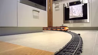 LEGO 10233 Horizon Express train at high speed on long curve layout