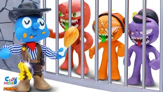 Police Tiny Caught Monsters In Jail | Prison Situation | Clay Mixer Friends Cartoon