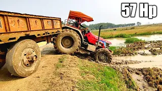 কাদায় ট্রলি টানছে | Mahindra Arjun Novo 605 Dii 4Wd Pulling the trolley in the mud | Tractor Video