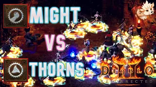 Might Aura vs Thorns Aura Merc For Summon Necromancer! | Diablo 2 Resurrected D2R Season 2 Patch 2.5