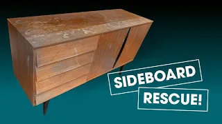A beaten up mid-century sideboard fully refinished  | #furniturerestoration