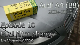Audi A4 (B8) repairs. Episode 10, Fuel filter replacement (no VCDS).