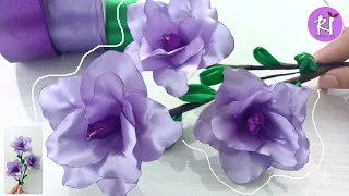 DIY | How to make satin ribbon flower easy | Lilac satin ribbon flower | Satin ribbon flowers