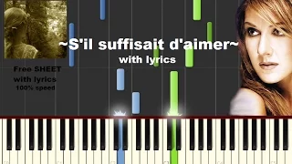 S'il suffisait d'aimer piano tutorial with lyrics FREE sheet