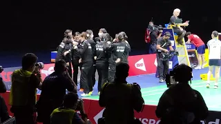 Korea's winning moment of the 2022 Uber Cup Finals.