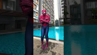 Spider-man is scared cold water #shorts #short #spiderman