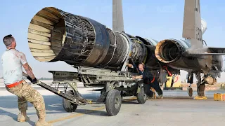 Pulling Out Massive $7 Million Engine to Replace $10 Bolt : Crazy F-15 Maintenance Process