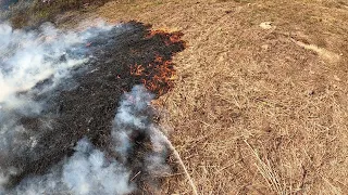 SCVFD Brush 1 Extinguishes Rekindle Grass Fire (Helmet Cam)