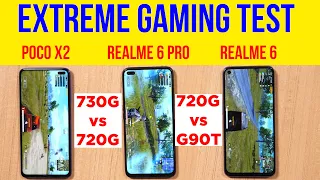 Realme 6, 6 Pro, POCO X2 PUBG Test with GFX Tool | Battery Drain Test | 720G Beaten? [Hindi]