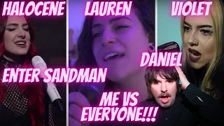 PRO SINGER'S first REACTION to ME VS HALOCENE ft. VIOLET ORLANDI & LAUREN BABIC - ENTER SANDMAN