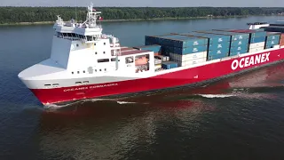 Oceanex Connaigra à Contrecoeur, porte-conteneurs, voie maritime, fleuve Saint-Laurent, Québec