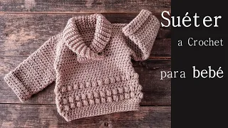 Suéter/jersey a crochet para bebé con cuello smoking ¡Paso a paso!