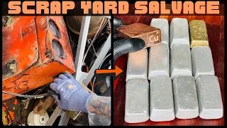 Scrap Yard Salvaging - Bulk Bars - ASMR Metal Melting - Triple Melt Trash To Treasure - BigStackD