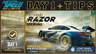 NFS No Limits | Return of Razor - BMW M4 (RAZOR) | Day 1 + TIPS (rerun)