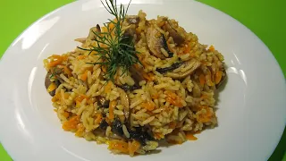 Рис с грибами быстро и вкусно