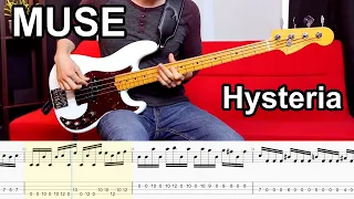 Muse - Hysteria // BASS COVER + Play-Along Tabs