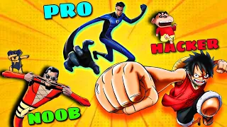 SHINCHAN and CHOP BECOME ELASTIC FIGHTERS 😂 | Noob vs Pro vs Hacker| IamBolt Gaming